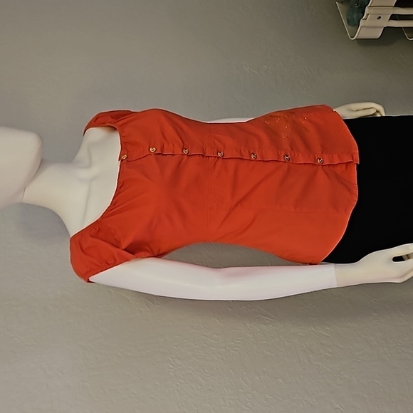 VTG APPLE BOTTOMS Coral Button Down Off Shoulder Babydoll Blouse XL - Picture 6 of 12